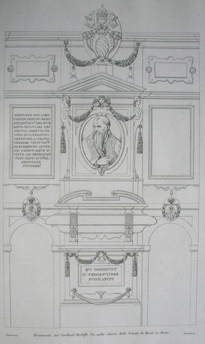Rodolfo Pio da Carpi, Grabmal, SS. Trinità dei Monti, Abbildung aus Litta, Famiglie celebri italiane