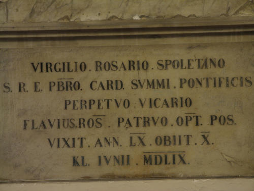 Virgilio Rosario, Grabmal S. Maria sopra Minerva, Inschrift