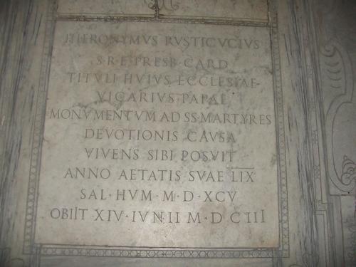 Girolamo Rusticucci, Grabmal S. Susanna, Inschrift