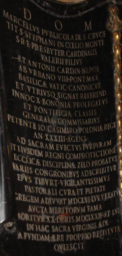 Marcello Santacroce, Grabmal S. Maria in Publiculis, Inschrift