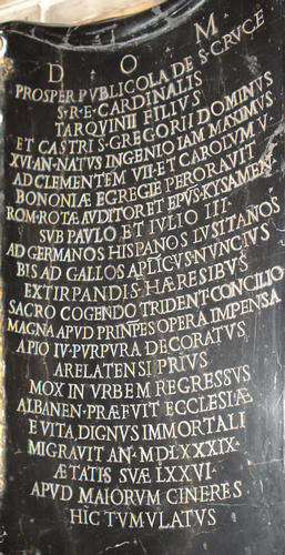 Prospero Santacroce, Grabmal S. Maria in Publiculis, Inschrift