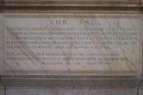 Giovanni Giacomo Schiaffenati, Grabmal S. Agostino, Inschrift