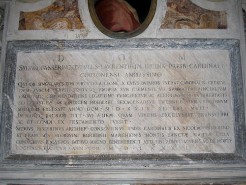 Silvio Passerini, Grabmal S. Lorenzo in Lucina, Inschrift