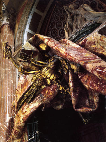 Alexander VII., Grabmal S. Pietro in Vaticano, Skelett Detail