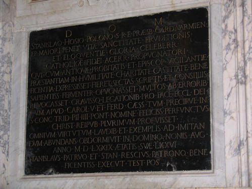 Stanislao Hosius, Grabmal S. Maria in Trastevere, Inschrift