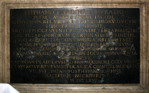 Stefano Durazzo, Grabmal S. Maria in Monterone, Inschrift