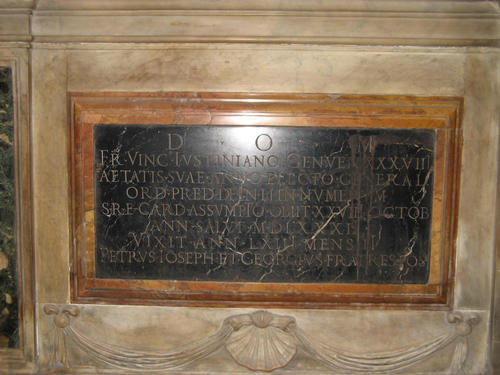 Vincenzo Giustiniani, Grabmal S. Maria sopra Minerva, Inschrift