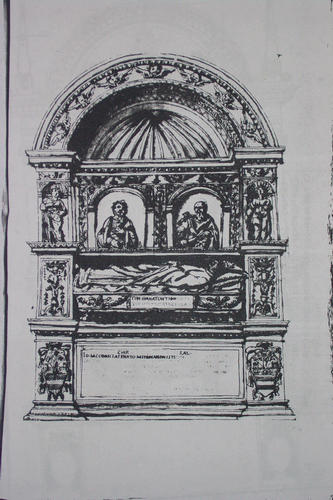 Giovanni Giacomo Schiaffenati, Zeichnung Grabmal (Windsor-Codex), ursprüngl. Zustand 