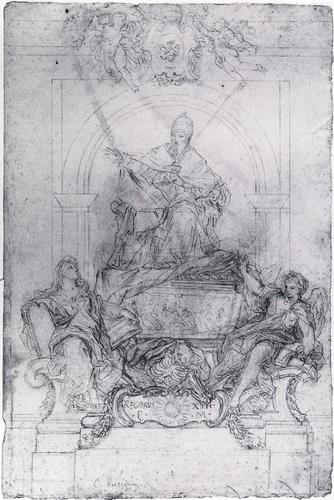 Gregor XIII., Entwurfszeichnung Grabmal (Camillo Rusconi)