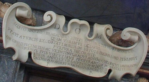 Marc' Antonio Bragadin, Grabmal S. Marco, Inschrift
